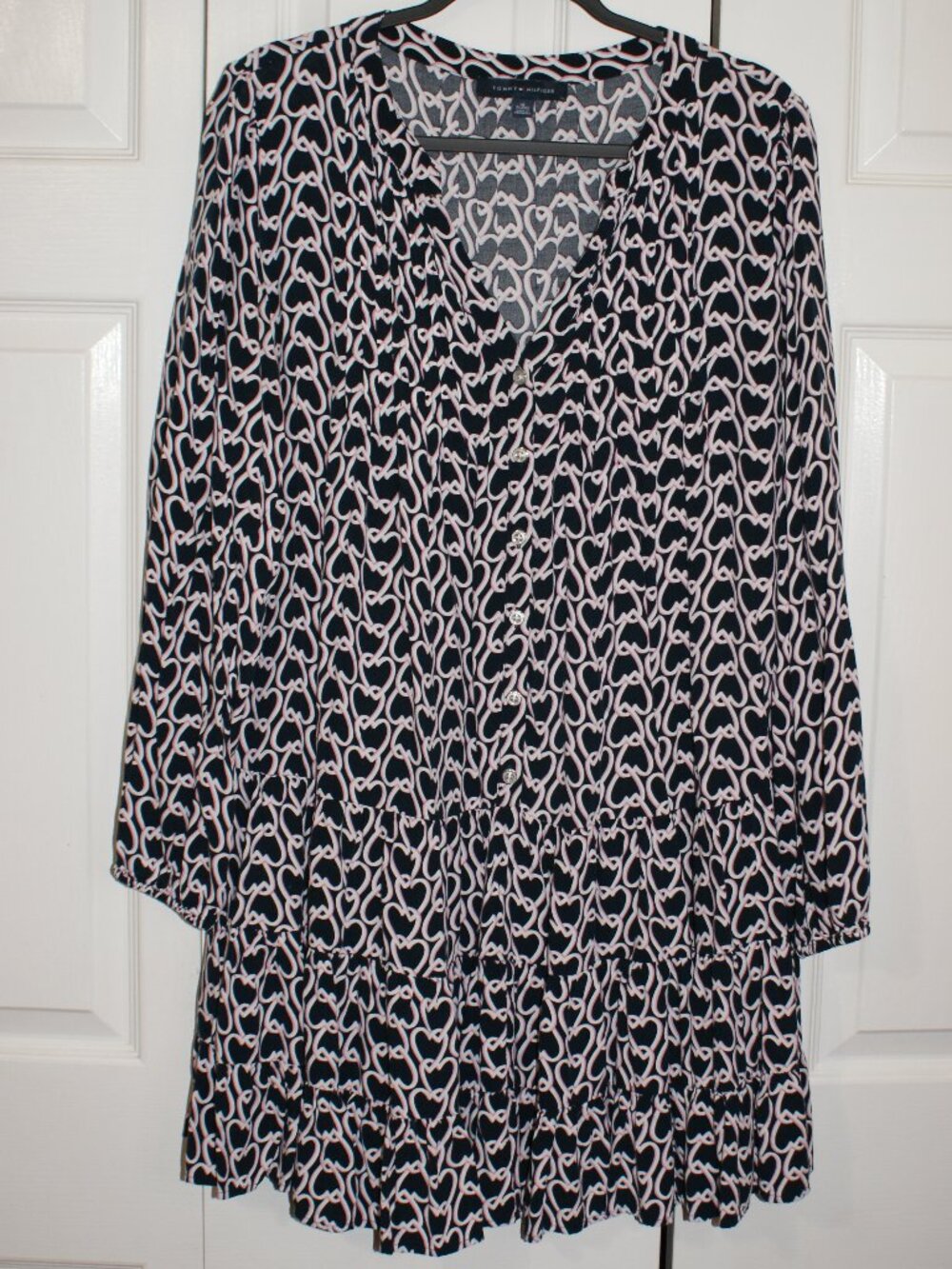 Tommy Hilfiger Heart Chain Purple Black and White Dress - XL LIKE NEW